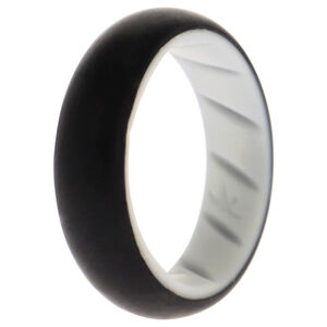Silicone Wedding BR Solid Ring - White-Black by ROQ for Women - 5 mm Ring